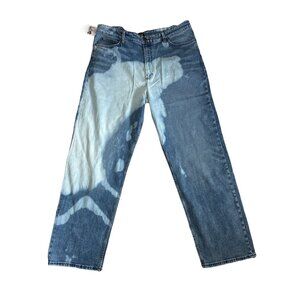 NWT LEE Loose Bleached Jeans Straight 90’s Jeans Fit Tie Dye Blue White Rare 38x
